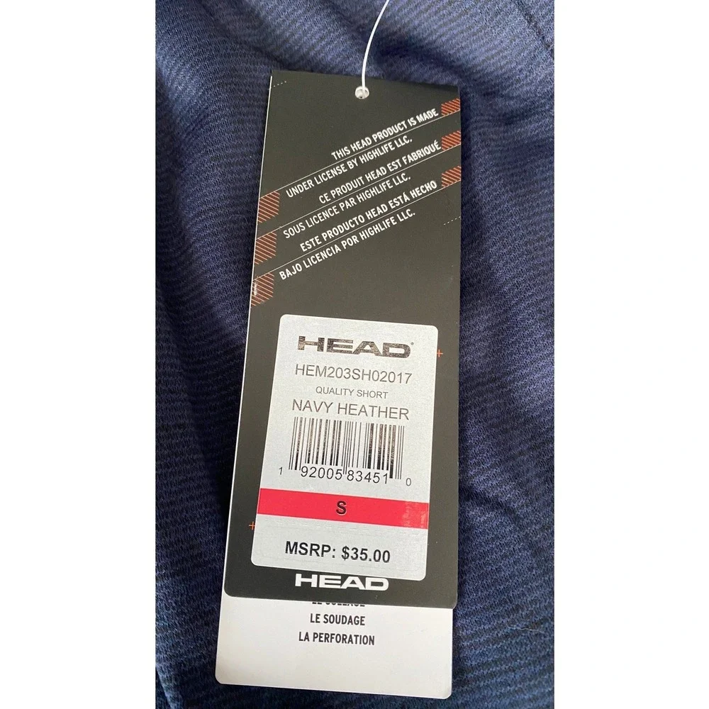 HEAD Mens Performance Athletic Shorts Navy Heather Size Small NWT HEM203SH02017
